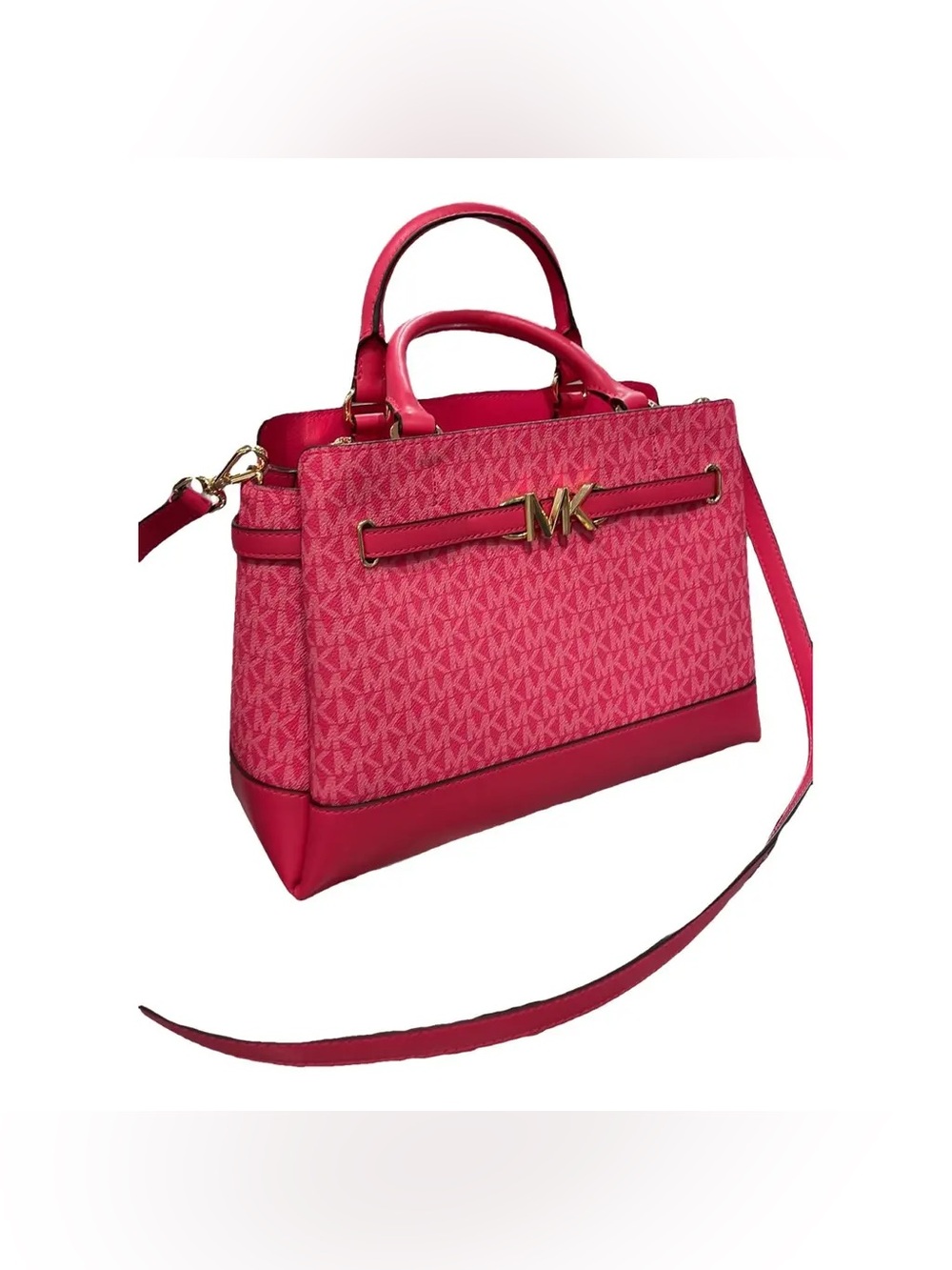 NWT $558 Electric Pink Michael Kors Monogrammed Satchel